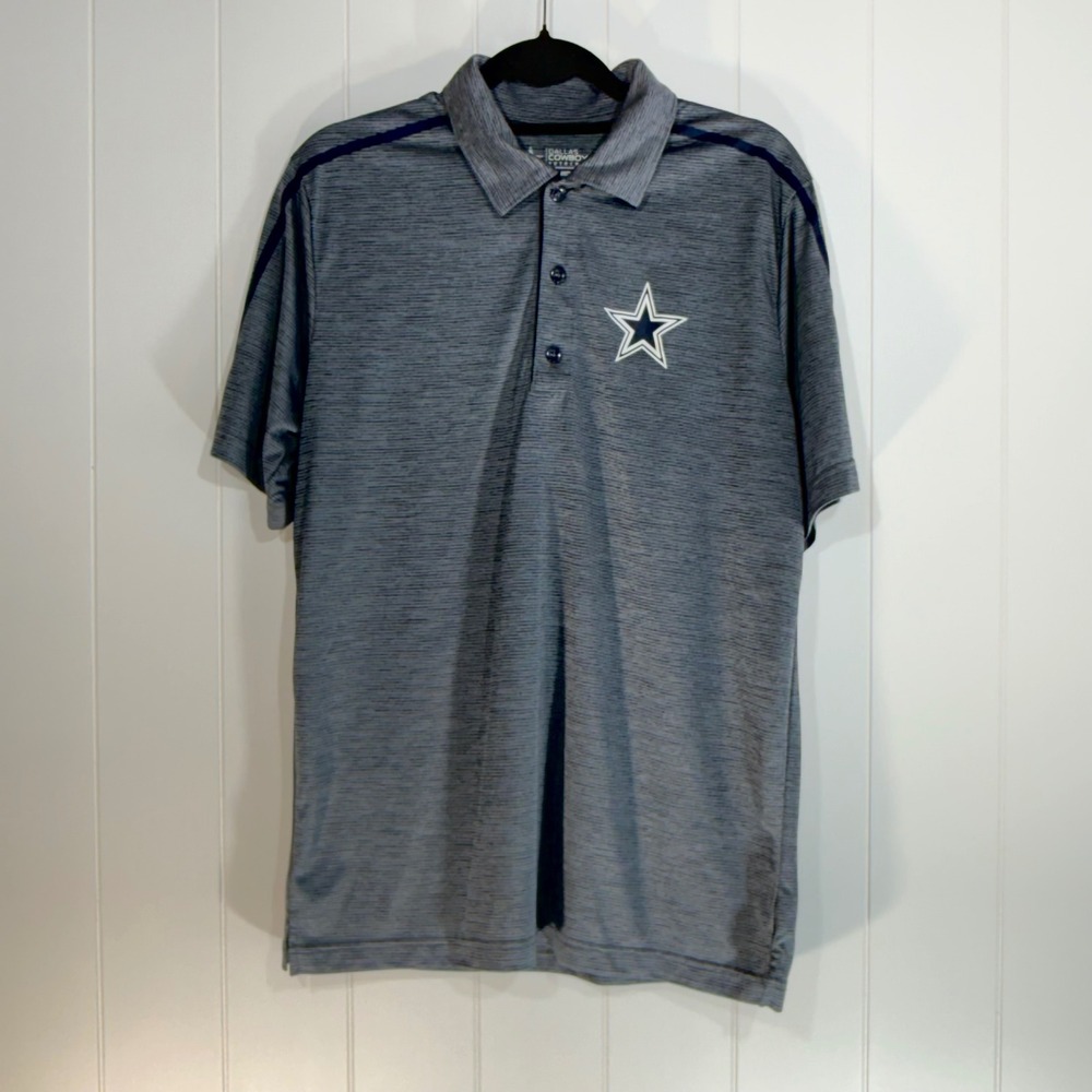 Dallas Cowboys Authentic Mens Grey Space Dye Polo Shirt Medium Star Logo NFL